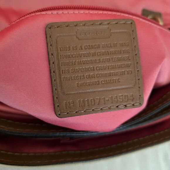 Coach Peyton Khaki/ Nutmeg Signature Sateen Flap Shoulder Bag - Picture 4 of 7